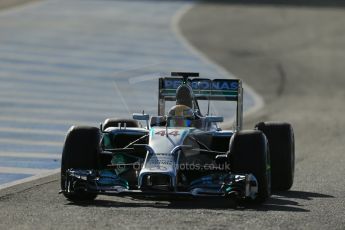 World © Octane Photographic Ltd. 2014 Formula 1 Winter Testing, Circuito de Velocidad, Jerez. Tuesday 28th January 2014. Day 1. Mercedes AMG Petronas F1 W05 – Lewis Hamilton. Digital Ref: 0882lb1d0073