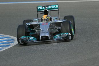 World © Octane Photographic Ltd. 2014 Formula 1 Winter Testing, Circuito de Velocidad, Jerez. Tuesday 28th January 2014. Day 1. Mercedes AMG Petronas F1 W05 – Lewis Hamilton. Digital Ref: 0882lb1d0127