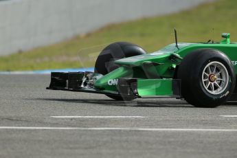 World © Octane Photographic Ltd. 2014 Formula 1 Winter Testing, Circuito de Velocidad, Jerez. Tuesday 28th January 2014. Day 1. Caterham F1 Team CT05 – Marcus Ericsson. Front wing detail. Digital Ref: 0882lb1d0347