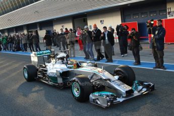 World © Octane Photographic Ltd. 2014 Formula 1 Winter Testing, Circuito de Velocidad, Jerez. Tuesday 28th January 2014. Day 1. Mercedes AMG Petronas F1 W05 – Lewis Hamilton. Digital Ref: 0882lb7d7413