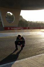 World © Octane Photographic Ltd. 2014 Formula 1 Winter Testing, Circuito de Velocidad, Jerez. Tuesday 28th January 2014. Day 1. Pirelli technician checking the track temperature. Digital Ref: 0882lb7d7425