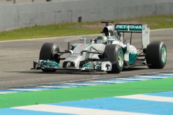 World © Octane Photographic Ltd. 2014 Formula 1 Winter Testing, Circuito de Velocidad, Jerez. Wednesday 29th January 2014. Day 2. Mercedes AMG Petronas F1 W05 - Nico Rosberg. Digital Ref: 0886cb1d0342