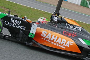 World © Octane Photographic Ltd. 2014 Formula 1 Winter Testing, Circuito de Velocidad, Jerez. Wednesday 29th January 2014. Day 2. Sahara Force India VJM07 – Sergio Perez. Digital Ref: 0886cb1d9903