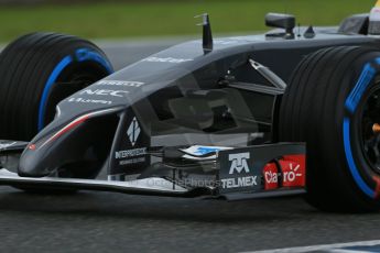 World © Octane Photographic Ltd. 2014 Formula 1 Winter Testing, Circuito de Velocidad, Jerez. Wednesday 29th January 2014. Day 2. Sauber C33 - Esteban Gutierrez. Front wing detail. Digital Ref: 0886lb1d0608