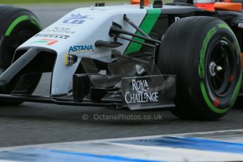 World © Octane Photographic Ltd. 2014 Formula 1 Winter Testing, Circuito de Velocidad, Jerez. Wednesday 29th January 2014. Day 2. Sahara Force India VJM07 – Sergio Perez. Front wing detail. Digital Ref: 0886lb1d0629