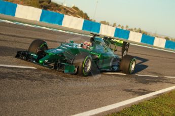 World © Octane Photographic Ltd. 2014 Formula 1 Winter Testing, Circuito de Velocidad, Jerez. Thursday 30th January 2014. Day 3. Caterham F1 Team CT05 – Robin Frijns. Digital Ref: 0887cb1d0386
