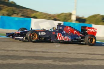 World © Octane Photographic Ltd. 2014 Formula 1 Winter Testing, Circuito de Velocidad, Jerez. Thursday 30th January 2014. Day 3. Scuderia Toro Rosso STR9 - Jean-Eric Vergne. Digital Ref: 0887cb1d0477