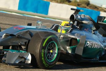 World © Octane Photographic Ltd. 2014 Formula 1 Winter Testing, Circuito de Velocidad, Jerez. Thursday 30th January 2014. Day 3. Mercedes AMG Petronas F1 W05 – Lewis Hamilton. Digital Ref: 0887cb1d0507