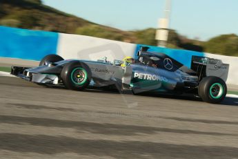 World © Octane Photographic Ltd. 2014 Formula 1 Winter Testing, Circuito de Velocidad, Jerez. Thursday 30th January 2014. Day 3. Mercedes AMG Petronas F1 W05 – Lewis Hamilton. Digital Ref: 0887cb1d0531