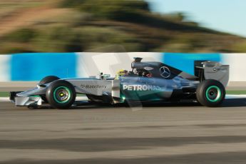 World © Octane Photographic Ltd. 2014 Formula 1 Winter Testing, Circuito de Velocidad, Jerez. Thursday 30th January 2014. Day 3. Mercedes AMG Petronas F1 W05 – Lewis Hamilton. Digital Ref: 0887cb1d0541