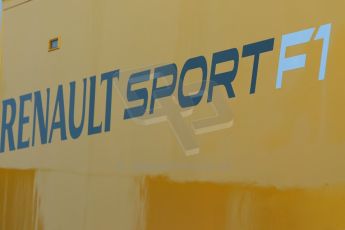 World © Octane Photographic Ltd. 2014 Formula 1 Winter Testing, Circuito de Velocidad, Jerez. Thursday 30th January 2014. Day 3. Renault Sport F1 logo. Digital Ref: 0887cb1d0644