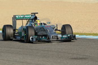 World © Octane Photographic Ltd. 2014 Formula 1 Winter Testing, Circuito de Velocidad, Jerez. Thursday 30th January 2014. Day 3. Mercedes AMG Petronas F1 W05 – Lewis Hamilton. Digital Ref: 0887cb1d0660