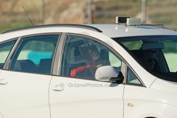 World © Octane Photographic Ltd. 2014 Formula 1 Winter Testing, Circuito de Velocidad, Jerez. Thursday 30th January 2014. Day 3. Scuderia Ferrari - Fernando Alonso returns to the pits in a circuit courtesy car. Digital Ref: 0887cb1d0667