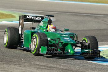 World © Octane Photographic Ltd. 2014 Formula 1 Winter Testing, Circuito de Velocidad, Jerez. Thursday 30th January 2014. Day 3. Caterham F1 Team CT05 – Robin Frijns. Digital Ref: 0887cb1d0690