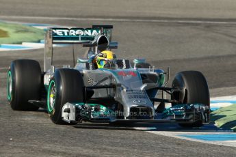 World © Octane Photographic Ltd. 2014 Formula 1 Winter Testing, Circuito de Velocidad, Jerez. Thursday 30th January 2014. Day 3. Mercedes AMG Petronas F1 W05 – Lewis Hamilton. Digital Ref: 0887cb1d0803