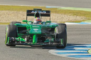 World © Octane Photographic Ltd. 2014 Formula 1 Winter Testing, Circuito de Velocidad, Jerez. Thursday 30th January 2014. Day 3. Caterham F1 Team CT05 – Robin Frijns. Digital Ref: 0887cb1d0932
