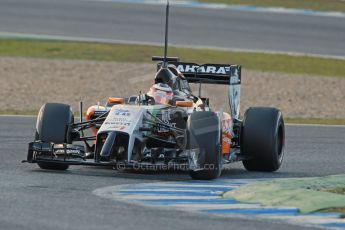World © Octane Photographic Ltd. 2014 Formula 1 Winter Testing, Circuito de Velocidad, Jerez. Thursday 30th January 2014. Day 3. Sahara Force India VJM07 – Nico Hulkenburg. Digital Ref : 0887cb1d1043