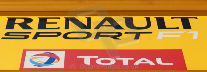 World © Octane Photographic Ltd. 2014 Formula 1 Winter Testing, Circuito de Velocidad, Jerez. Thursday 30th January 2014. Day 3. Renault Sport F1 Logo. Digital Ref: 0887cb1d1233