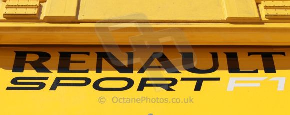 World © Octane Photographic Ltd. 2014 Formula 1 Winter Testing, Circuito de Velocidad, Jerez. Thursday 30th January 2014. Day 3. Renault Sport F1 Logo. Digital Ref: 0887cb1d1235