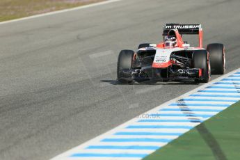 World © Octane Photographic Ltd. 2014 Formula 1 Winter Testing, Circuito de Velocidad, Jerez. Thursday 30th January 2014. Day 3. Marussia F1 Team MR03 - Max Chilton. Digital Ref: 0887lb1d2499