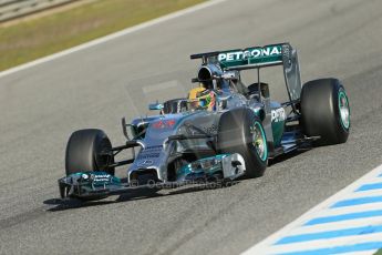 World © Octane Photographic Ltd. 2014 Formula 1 Winter Testing, Circuito de Velocidad, Jerez. Thursday 30th January 2014. Day 3. Mercedes AMG Petronas F1 W05 – Lewis Hamilton. Digital Ref: 0887lb1d2541