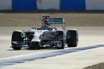 World © Octane Photographic Ltd. 2014 Formula 1 Winter Testing, Circuito de Velocidad, Jerez. Thursday 30th January 2014. Day 3. Mercedes AMG Petronas F1 W05 – Lewis Hamilton. Digital Ref: 0887lb1d2664