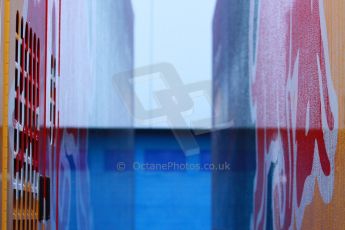 World © Octane Photographic Ltd. 2014 Formula 1 Winter Testing, Circuito de Velocidad, Jerez. Friday 31st January 2014. Day 4. Infiniti Red Bull Racing trucks in the rain. Digital Ref: 0888cb1d1247