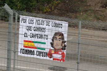 World © Octane Photographic Ltd. 2014 Formula 1 Winter Testing, Circuito de Velocidad, Jerez. Friday 31st January 2014. Day 4. Fernando Alonso fans banner. Digital Ref: 0888cb1d1628