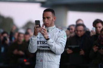 World © Octane Photographic Ltd. 2014 Formula 1 Winter Testing, Circuito de Velocidad, Jerez. Tuesday 27th January 2014. Mercedes AMG Petronas F1 W05 launch – Lewis Hamilton. Digital Ref: 0884cb1d9166