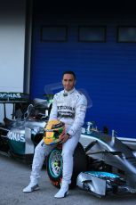 World © Octane Photographic Ltd. 2014 Formula 1 Winter Testing, Circuito de Velocidad, Jerez. Tuesday 27th January 2014. Mercedes AMG Petronas F1 W05 launch – Lewis Hamilton. Digital Ref: 0884lb1d9692