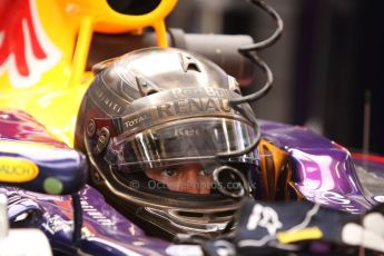 World © Octane Photographic Ltd. Thursday 22nd May 2014. Monaco - Monte Carlo - Formula 1 Practice 1. Infiniti Red Bull Racing RB10 - Sebastian Vettel in his Monaco special helmet. Digital Ref: 0958CB7D1996
