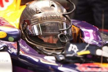 World © Octane Photographic Ltd. Thursday 22nd May 2014. Monaco - Monte Carlo - Formula 1 Practice 1. Infiniti Red Bull Racing RB10 - Sebastian Vettel in his Monaco special helmet. Digital Ref: 0958CB7D2000