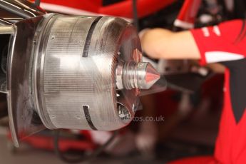 World © Octane Photographic Ltd. Thursday 22nd May 2014. Monaco - Monte Carlo - Formula 1 Practice 1. Scuderia Ferrari F14T - Front brake and non vented hub. Digital Ref: 0958CB7D2049