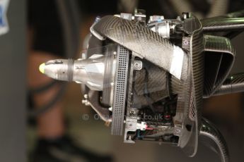 World © Octane Photographic Ltd. Thursday 22nd May 2014. Monaco - Monte Carlo - Formula 1 Practice 1. Mercedes AMG Petronas F1 W05 Hybrid - Front brake with sheathing removed. Digital Ref: 0958CB7D2054