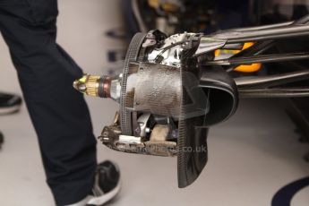 World © Octane Photographic Ltd. Thursday 22nd May 2014. Monaco - Monte Carlo - Formula 1 Practice 1. Infiniti Red Bull Racing RB10 - Front brake with sheathing removed. Digital Ref: 0958CB7D2057