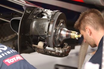 World © Octane Photographic Ltd. Thursday 22nd May 2014. Monaco - Monte Carlo - Formula 1 Practice 1. Infiniti Red Bull Racing RB10 - Front brake with sheathing removed. Digital Ref: 0958CB7D2058