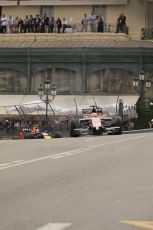 World © Octane Photographic Ltd. Thursday 22nd May 2014. Monaco - Monte Carlo - Formula 1 Practice 2. Marussia F1 Team MR03 - Jules Bianchi and Infiniti Red Bull Racing RB10 – Daniel Ricciardo. Digital Ref: 0960LB1D6571