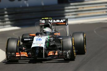 World © Octane Photographic Ltd. Saturday 24th May 2014. Monaco - Monte Carlo - Formula 1 Practice 3. Sahara Force India VJM07 – Sergio Perez. Digital Ref: 0965LB1D7525
