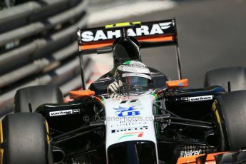 World © Octane Photographic Ltd. Saturday 24th May 2014. Monaco - Monte Carlo - Formula 1 Practice 3. Sahara Force India VJM07 – Sergio Perez. Digital Ref: 0965LB1D7531