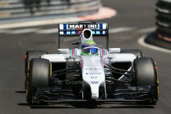 World © Octane Photographic Ltd. Saturday 24th May 2014. Monaco - Monte Carlo - Formula 1 Practice 3. Williams Martini Racing FW36 – Felipe Massa. Digital Ref: 0965LB1D7682