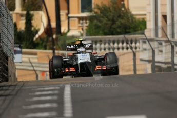 World © Octane Photographic Ltd. Saturday 24th May 2014. Monaco - Monte Carlo - Formula 1 Practice 3. Sahara Force India VJM07 – Sergio Perez. Digital Ref: 0965LB1D7785