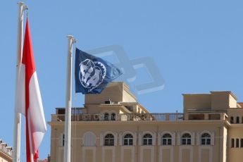 World © Octane Photographic Ltd. Saturday 24th May 2014. Monaco - Monte Carlo - Formula 1 Qualifying. FIA and Monaco flags. Digital Ref: 0967CB7D3361