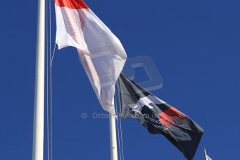World © Octane Photographic Ltd. Saturday 24th May 2014. Monaco - Monte Carlo - Formula 1 Qualifying. F1 and Monaco flags. Digital Ref: 0967CB7D5464