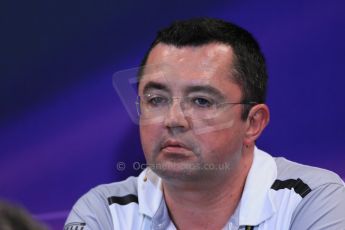 World © Octane Photographic Ltd. Thursday 22nd May 2014. Monaco - Monte Carlo - Formula 1 Press conference. McLaren Mercedes Racing Director - Eric Boullier. Digital Ref: 0961LB1D4874