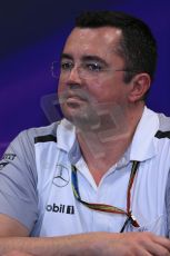World © Octane Photographic Ltd. Thursday 22nd May 2014. Monaco - Monte Carlo - Formula 1 Press conference. McLaren Mercedes Racing Director - Eric Boullier. Digital Ref: 0961LB1D4959