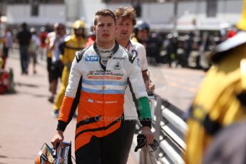 World © Octane Photographic Ltd. Friday 23rd May 2014. GP2 Feature Race – Monaco, Monte Carlo. Facu Regalia walks back to the pits - Hilmer Motorsport. Digital Ref: 0963CB7D2807