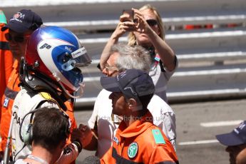 World © Octane Photographic Ltd. Friday 23rd May 2014. GP2 Feature Race – Monaco, Monte Carlo. Jolyon Palmer celebrates with DAMS boss Jean-Paul Driot. Digital Ref : 0963CB7D3064