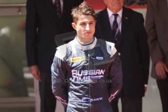 World © Octane Photographic Ltd. Friday 23rd May 2014. GP2 Feature Race – Monaco, Monte Carlo. Mitch Evans (2nd) on the podium - RT Russian Time. Digital Ref : 0963CB7D3168