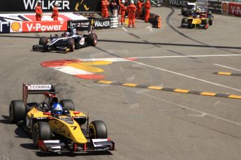 World © Octane Photographic Ltd. Friday 23rd May 2014. GP2 Feature Race – Monaco, Monte Carlo. Jolyon Palmer - DAMS leads Mitch Evans - RT Russian Time. Digital Ref : 0963CB7D5188