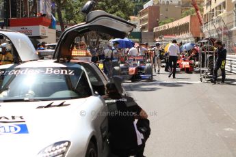 World © Octane Photographic Ltd. Friday 23rd May 2014. GP2 Feature Race – Monaco, Monte Carlo. The grid waits behind the safety car for the rolling restart. Digital Ref : 0963CB7D5261